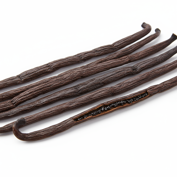vanilla beans on white background